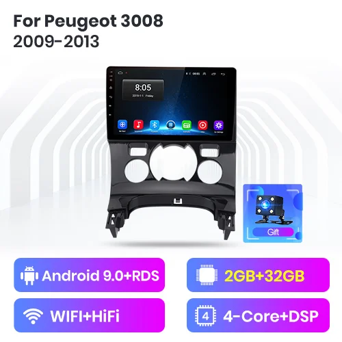 WIFI 2-32GB Junsun V1 2G+ 32G Android 9,0 для peugeot 3008 2009-2013 автомобильный Радио Мультимедиа Видео плеер навигация gps 2 din dvd - Цвет: WIFI 2-32GB