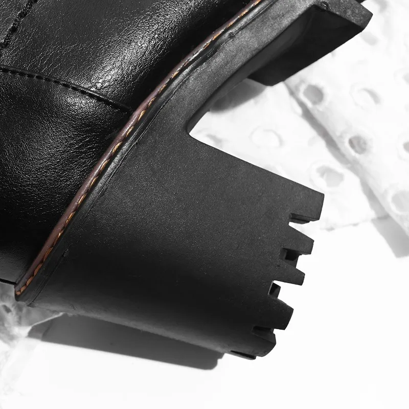 

Shoes woman chunky motorcycle boots for women autumn 2020 winter lace up platform ankle martin boots black booties plus size 43