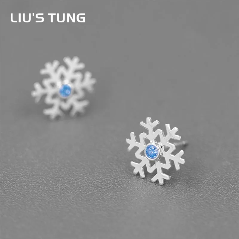 

LIU'S TUNG S925 стерлингового серебра Снежинка элегантность серьги-гвоздики для женщин с австрийским цирконием, 18K, позолота, для девочек, ручная р...