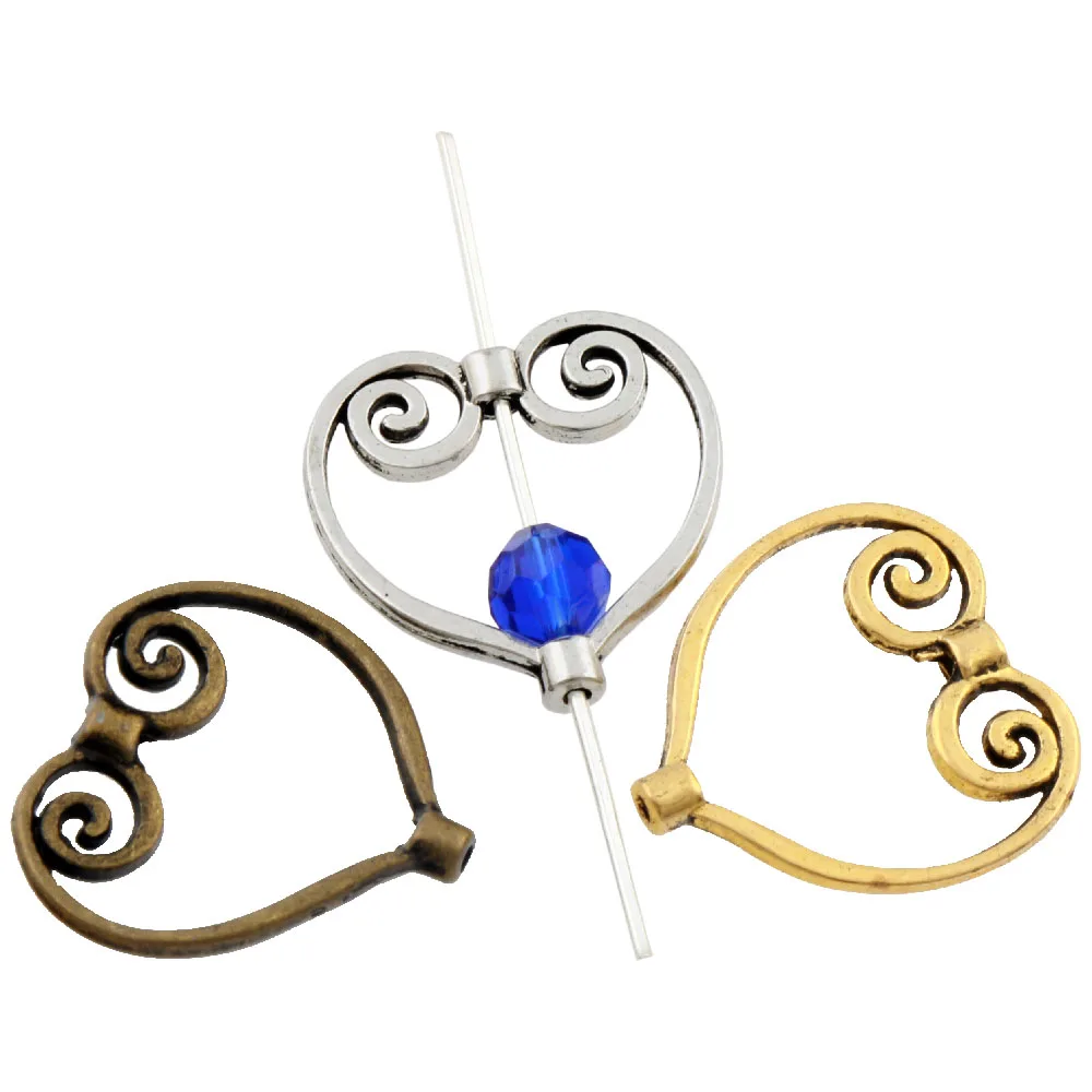 150Pcs Open Heart Bead Frame Charm Beads 20.5x20mm Zinc Alloy Bronze Pendants Jewelry DIY L749