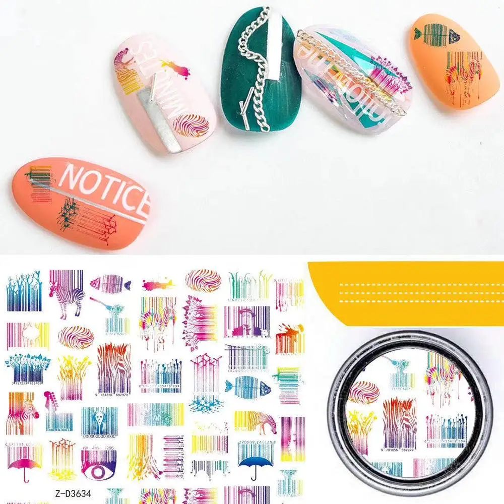 Штрих код для украшения ногтей черный белый золотой серебристый самостоятельной