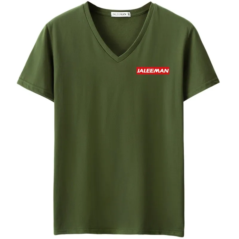 

JALEEMAN summer new JN printed T-shirt men's casual v-neck short-sleeved brand T-shirt men's breathable high-quality T-shirt