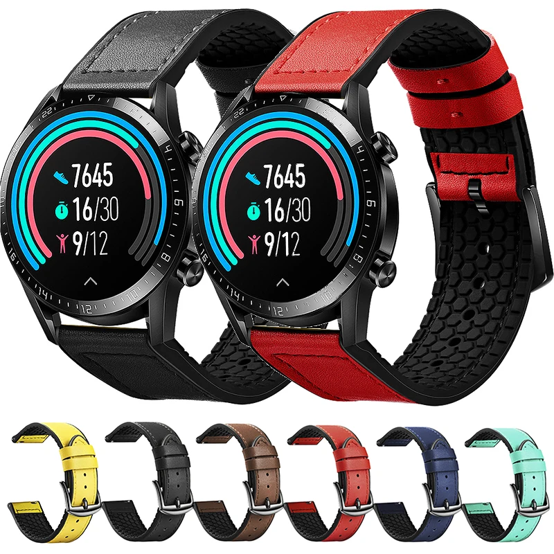 

Ремешок кожаный для Samsung Galaxy watch 3 45 мм Gear S3, Универсальный сменный силиконовый браслет для Huawei GT2 46 мм, 22 мм