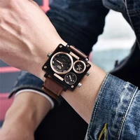 mens fashion quartz watches unique three dials design men wristwatch business casual outdoor sport male dual time zone watch