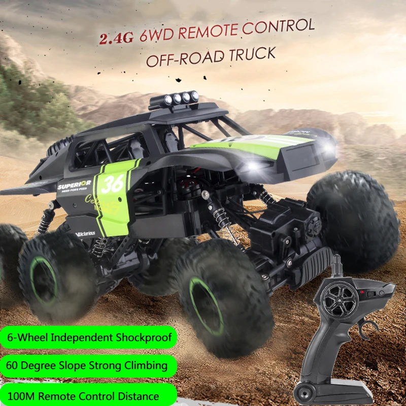 

6WD High Speed Brushless RC Car Independent Shock Absorber All-terrain Cross-country LED Headlight 60° Climbing Buggy Kid RC Toy