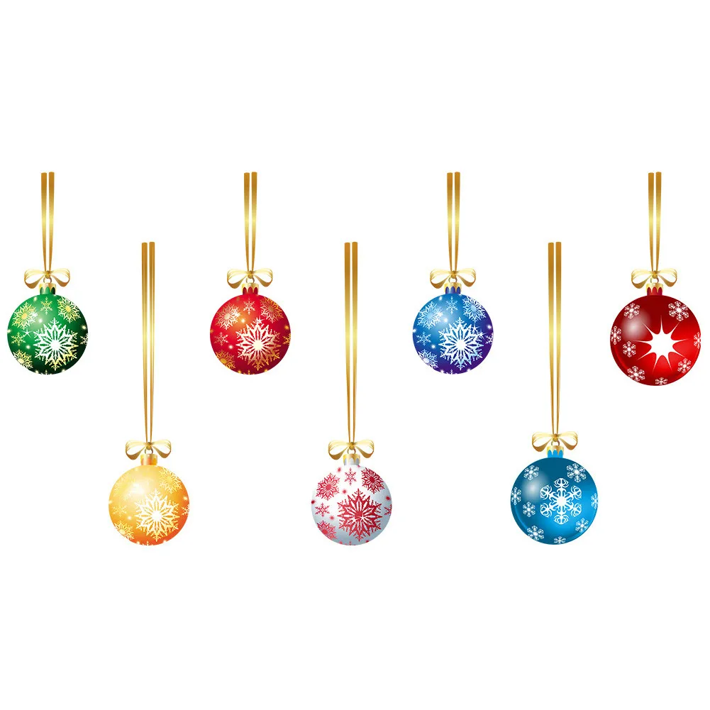 

1*Christmas Wall Stickers 50*70CM PVC Colorful Curtain Decals Christmas Balls Wall Home Shop Decor