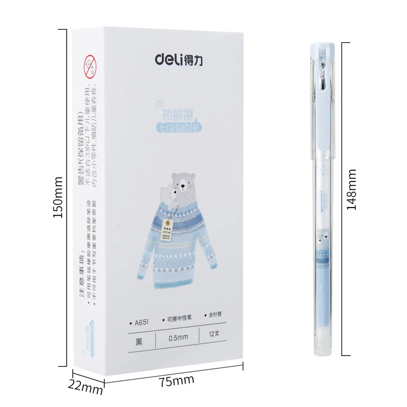 1 шт. милые ручки с медведем новинка стираемая гелевая ручка Kawaii черные для детей