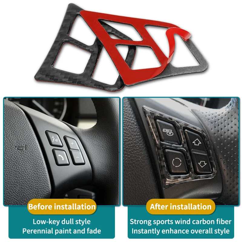 

Car Interior Accessories Carbon Fiber Steering wheel buttons stickers For BMW E90 3 Series 2005-2012 Car Styling