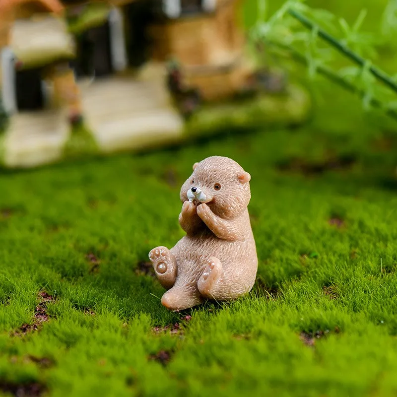 Милые мини-модели Otters в виде животных Мультяшные Аниме фигурки микро ландшафтное