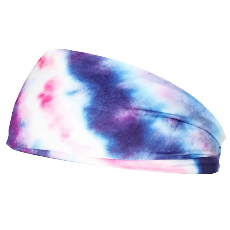 

Colorful Tie-dye Nonslip Elastic Folds Yoga Hairband Fashion Rainbow Wide Sports Headband Running Summer Stretch Hair Band