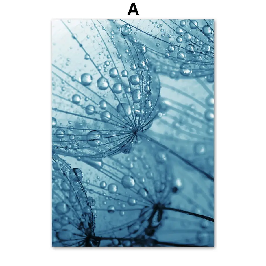 Синее Одуванчик листья суккуленты растение настенное Искусство Холст Живопись