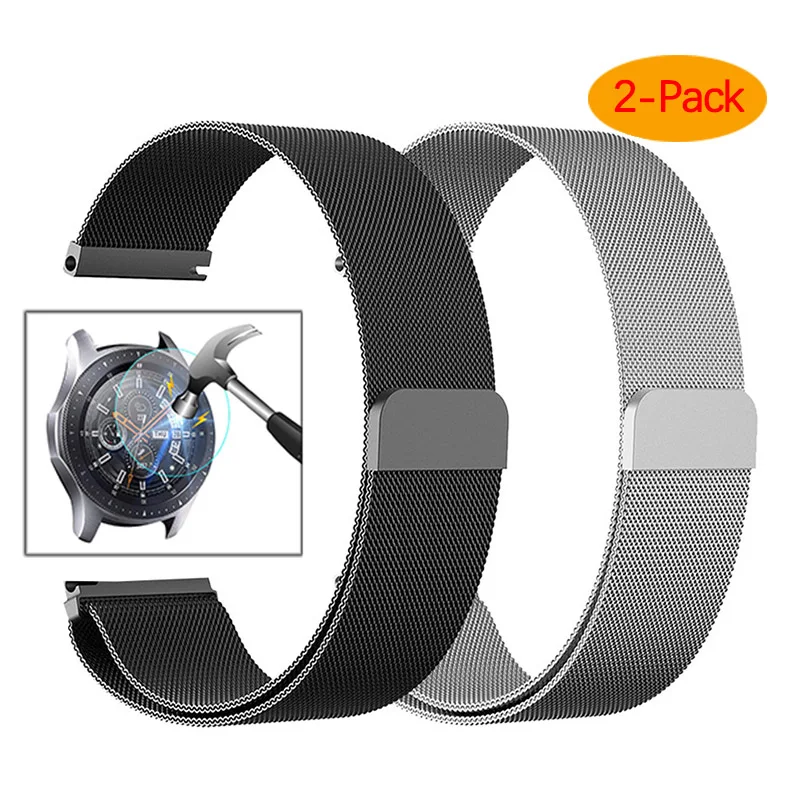 22 мм Универсальная Миланская петля для samsung gear S3 Classic/S3 Frontier/galaxy watch 46 мм регулируемый ремешок из нержавеющей стали - Цвет ремешка: black silver