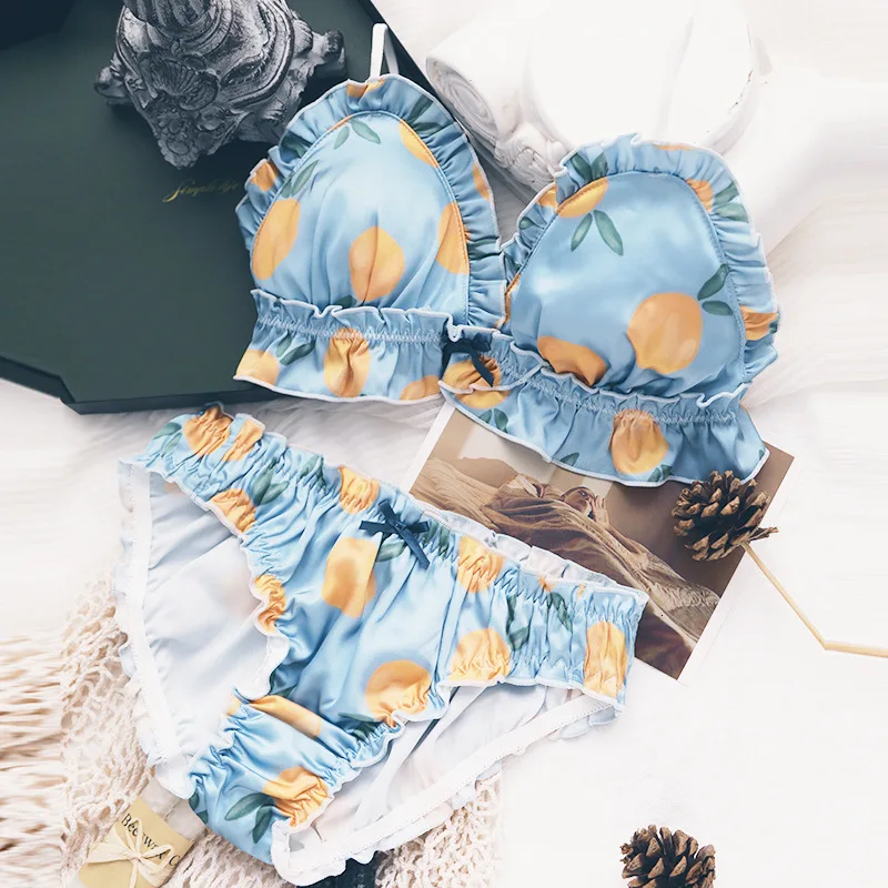 SP & CITY винтажный комплект с бюстгальтером милым персиковым узором кружевной