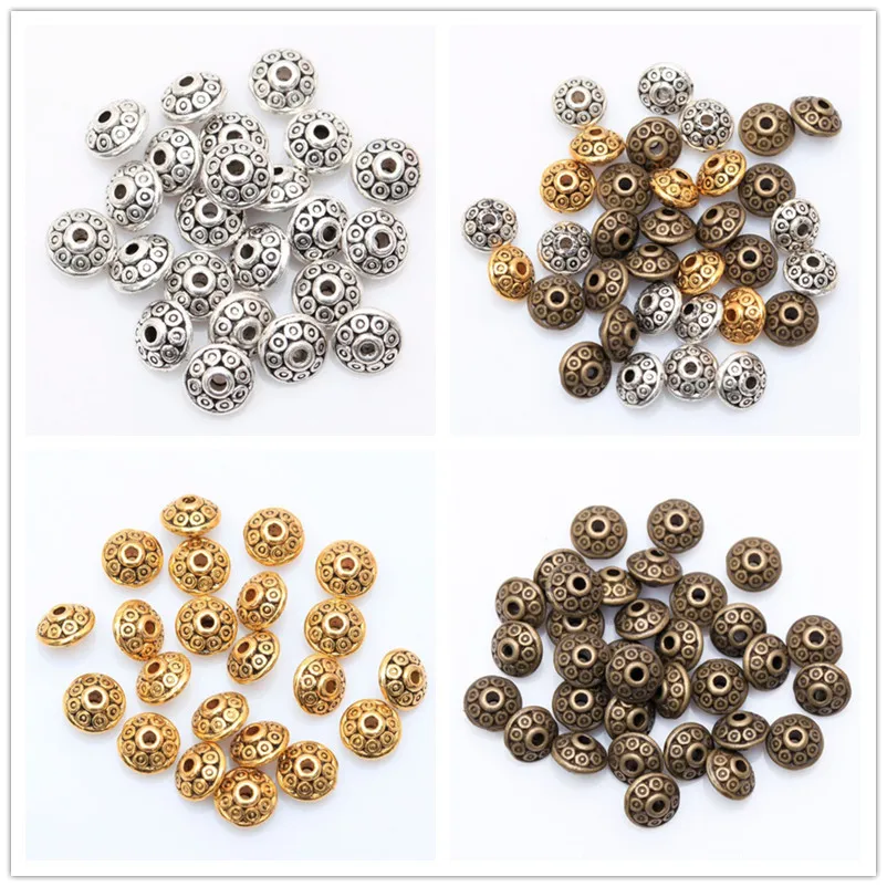 100 шт Тибетский серебристый металлический овальные бусины НЛО разделитель для