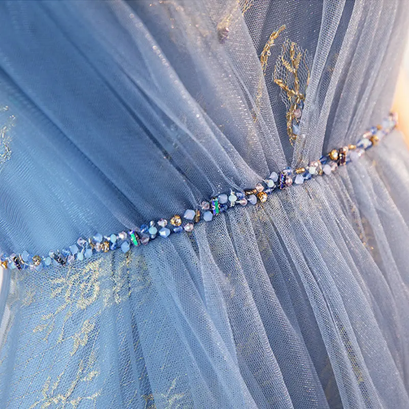 Женское длинное вечернее платье LAMYA расшитый бисером пояс с v-образным вырезом и