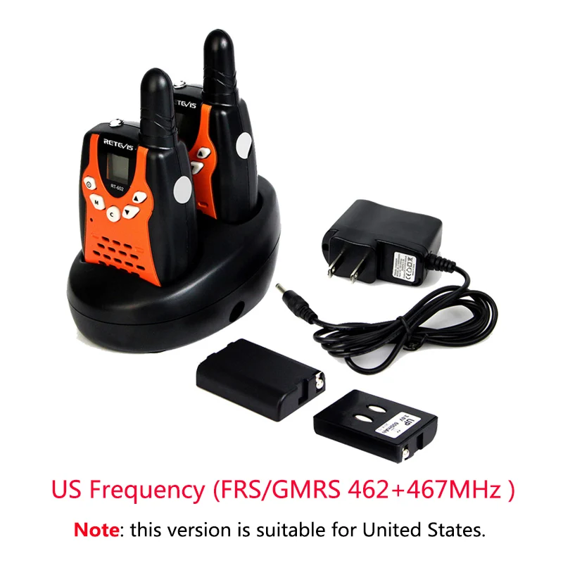 2 шт перезаряжаемая рация для детей Retevis RT602 Walky Talky для детей 0,5 Вт PMR Talkie-рация с батареей Рождественский подарок - Цвет: US Frequency FRS