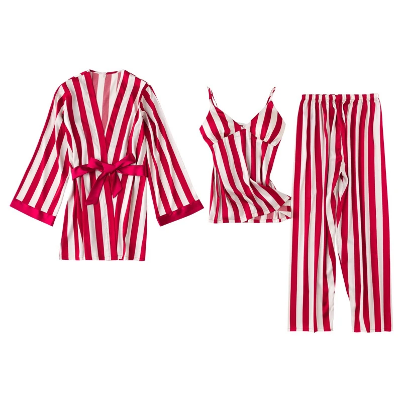 Пижамный комплект женский Шелковый Атласный из 3 предметов весна-лето 2020 |