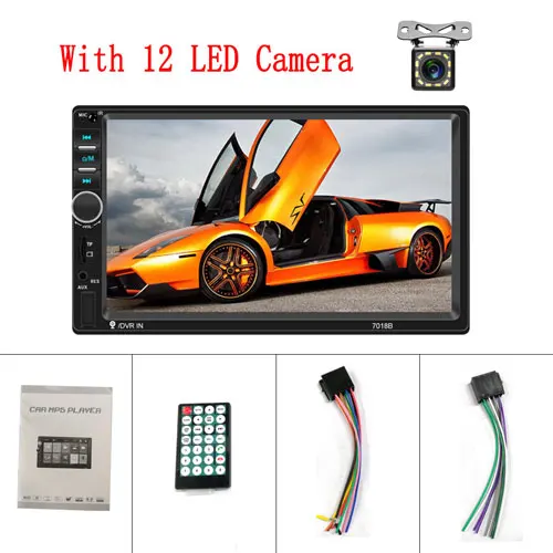 With 12 LED Camera Podofo 2 Din " HD автомобильные радиоприемники автомобильный мультимедийный плеер Android Авторадио MirrorLink 7010B Bluetooth FM USB AUX TF Авто аудио стерео - Цвет: With 12 LED Camera