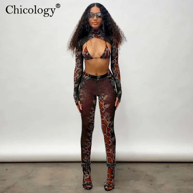 Chicology чулок Змеиный принтом принт 3 предмета в комплекте комплект набор женское