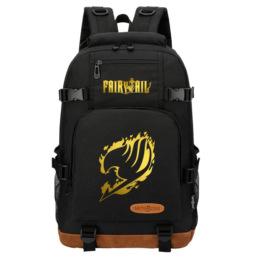 

New Kawaii Anime Gold Fairy Tail Boys Girls Kids School Book Bags Women Bagpack Teenagers Canvas Men Laptop Travel Backpack