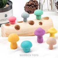 wemmicks children wooden building blocks mushroom picking game montessori interest baby early educational toys matching assembly