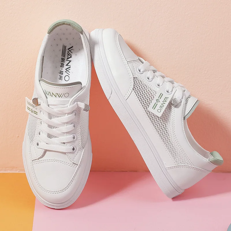

Women's Shoes 2021 Fashion Summer Casual Ladies Single Shoes Breathable Flat Shoes Women's Sports Shoes Net Shoes White Shoes
