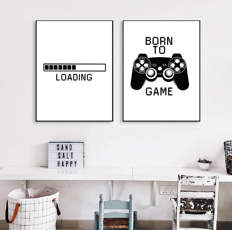 Nordic Poster HD Print Canvas Painting New Design Boys Game Black Illustration Gamer Quotes Wall Art Kids Picture Home Decor | Дом и сад