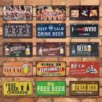 beer group plate metal plate car number tin sign bar pub cafe home decor metal signs garage painting plaque man cave 15x30cm c16