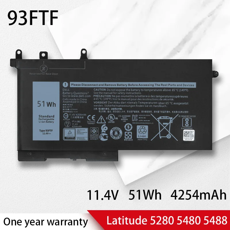

NEW Original 93FTF Laptop Battery For Dell Latitude 5480 5490 5580 5590 5495 5491 E5480 E5490 E5580 E5590 M3520 M3530 4YFVG