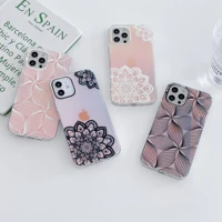 protection case for iphone 13 12 11 pro max xr xs 7 8 plus luxury geometric flower phone shell soft tpu frame hard pc back cover