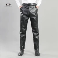 men%e2%80%98s leather pants for man imitation cowhide baggy straight trousers male fashion loose locomotive stretch pu pants moto trouse