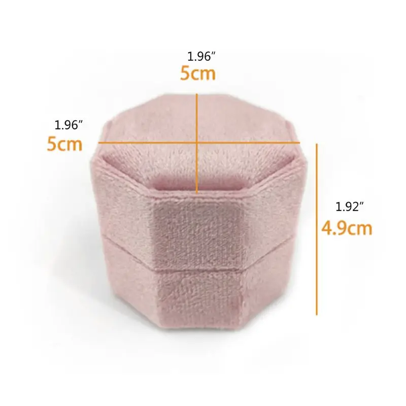 

13MC Antique Octagon Velvet Ring Box Double Ring Display Holder with Detachable Lid Ring Box Holder for Wedding Ceremony