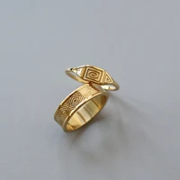 amaiyllis 18k gold vintage totem plaid ring engagement rings for women gold jewelry