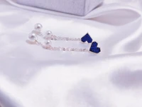 simple and explosive earrings white and blue shell beads micro inlaid love earrings earrings