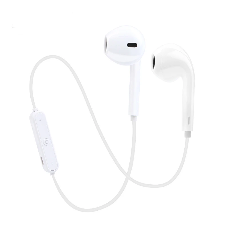 white S6 Шейным Беспроводной Bluetooth наушники Спорт гарнитура с микрофоном для iPhone 7 8 X samsung huawei android - Цвет: white