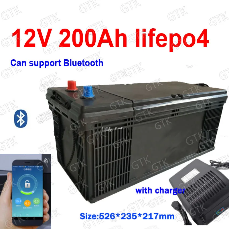 Литиевая батарея GTK Lifepo4 12 В 200 А · ч bluetooth приложение BMS 8 в для инвертора лодки