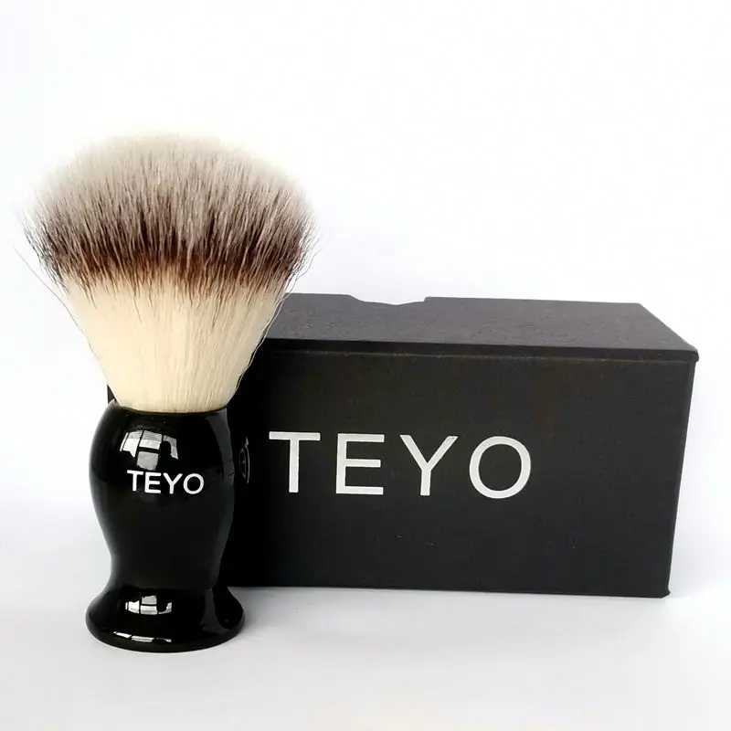 TEYO, синтетическая щетка для бритья с полимерной ручкой, щетка для бороды, идеально подходит для влажного бритья, бритва с двойными краями, безопасная бритва