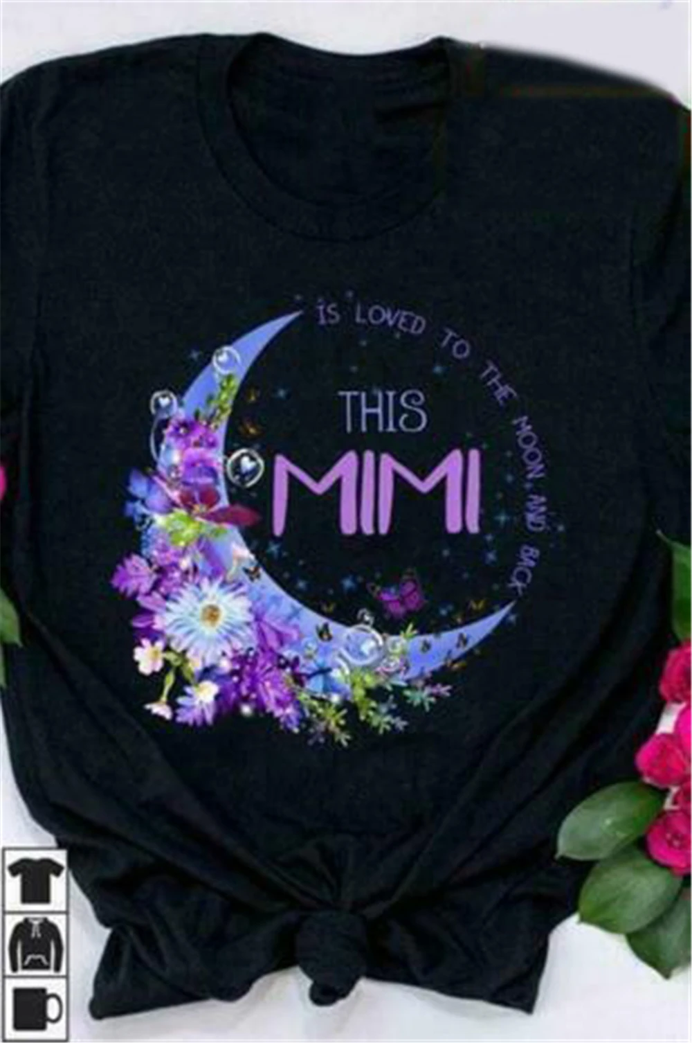 Женская футболка из хлопка с надписью This Mimi love To The Moon And Back S-3Xl высшего качества |