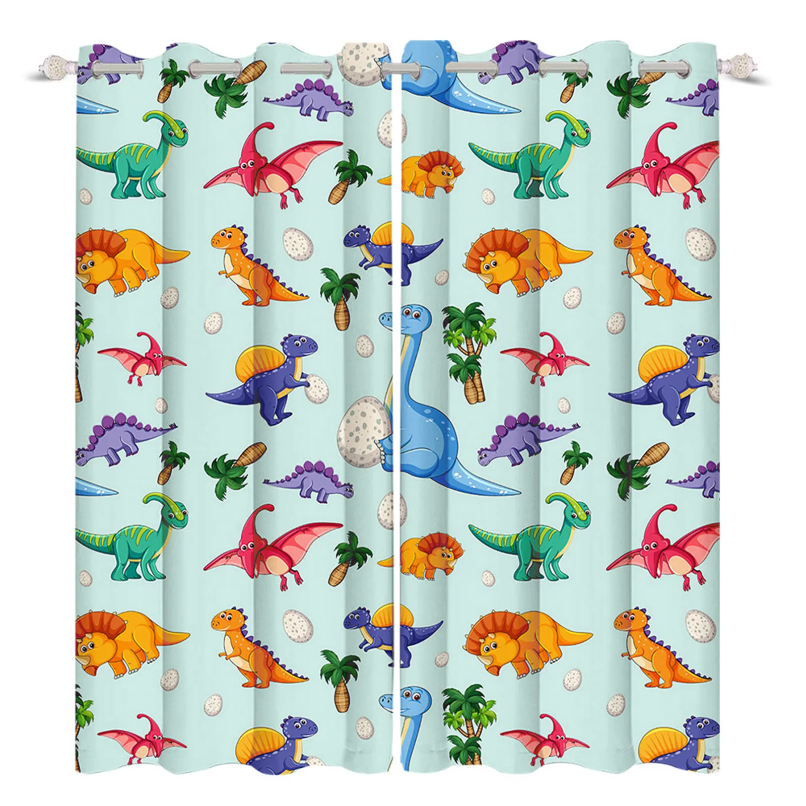 

Baby Boy 3D Colorful Cartoon Dinosaur Green Window Curtains Home Decor For Kid Bedroom High Quality Shade Drapes