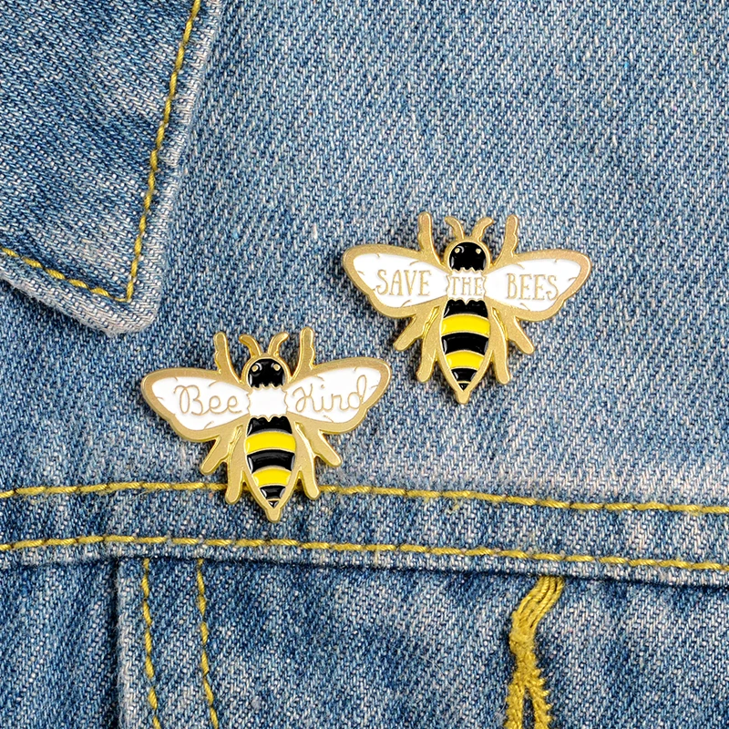 

Bee Kind Save The Bees Pin Honey Bee Yellow Soft Enamel Lapel Pin Cartoon Animal Brooches For Women Men Badges Wholesale