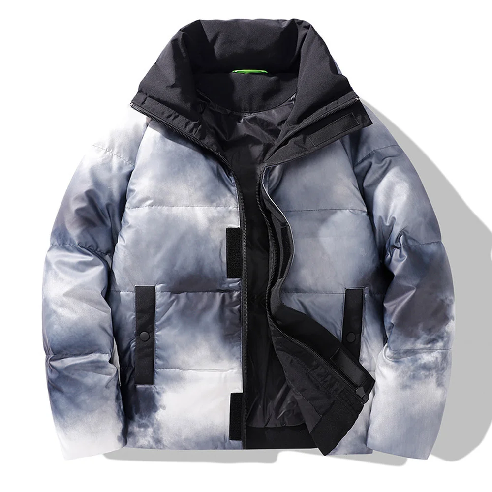 Covrlge Winter Men's Down Jacket New Stand-up Collar Loose Hong Kong Style Ins Tide Brand Tie-dye Down Jacket Coat Male MWY044