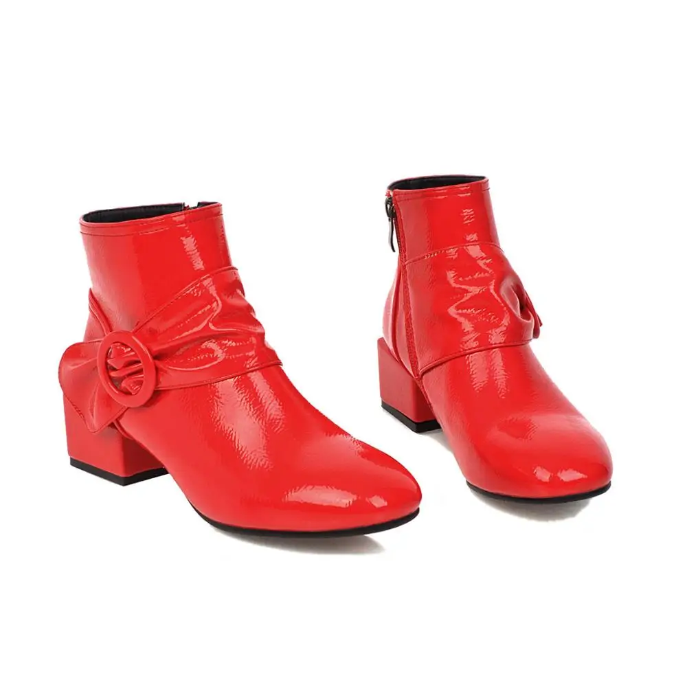 Женские ботильоны из лакированной кожи с квадратным носком на квадратном
