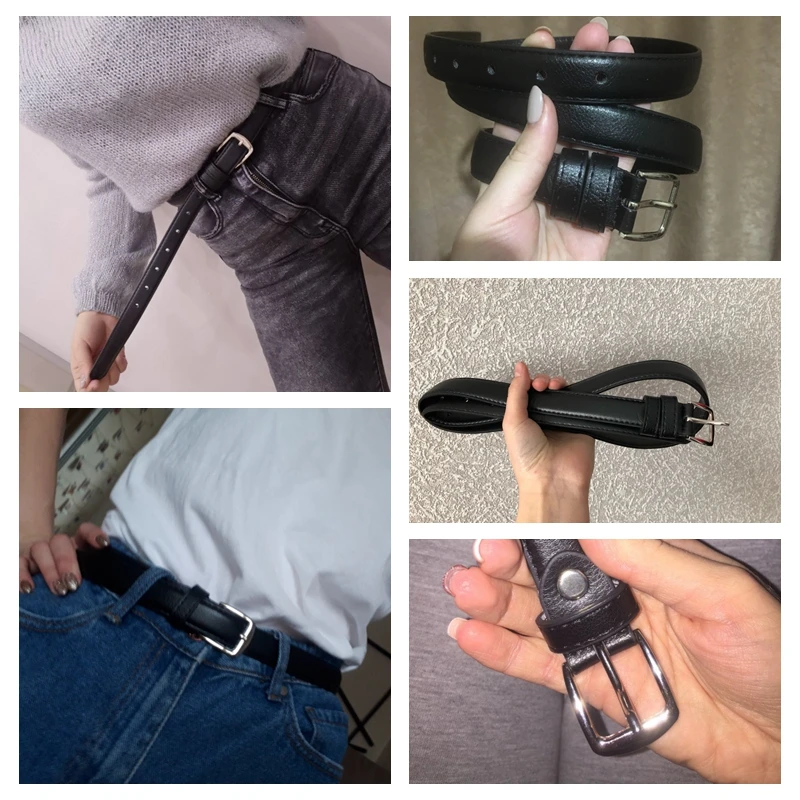 Ремень женский из искусственной кожи с металлической пряжкой модный тонкий пояс