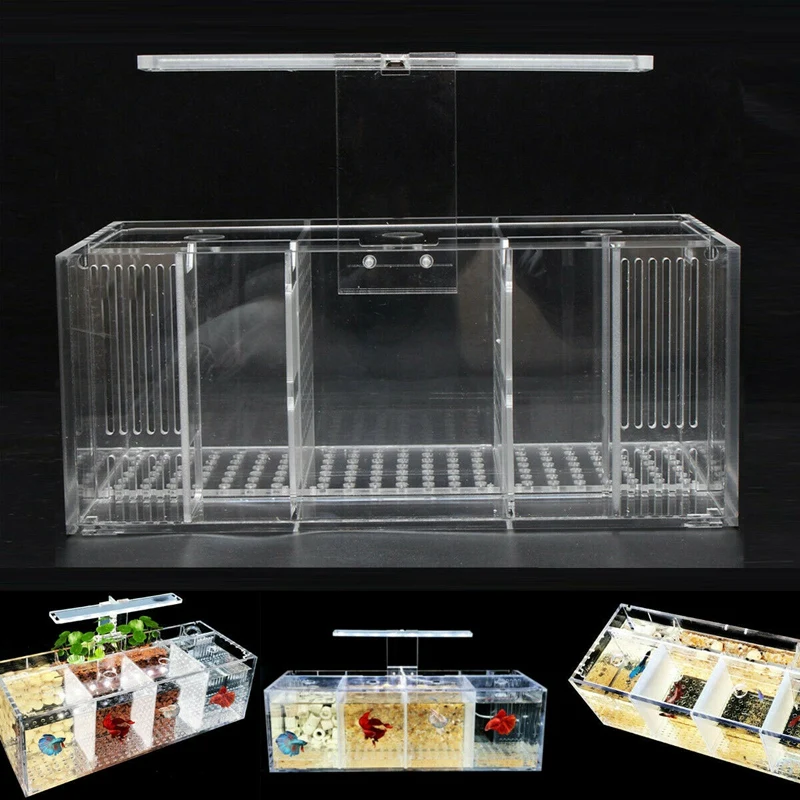 Aquarium LED Acrylic Betta Fish Tank Set Mini Desktop Light Water Pump Filters-Triple | Дом и сад