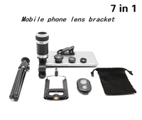 7in1 8x zoom telephoto phone camera lens tripod 3in1 fisheye wide angle macro lenses shutter for xiaomi redmi 3 4and iphone 6 7