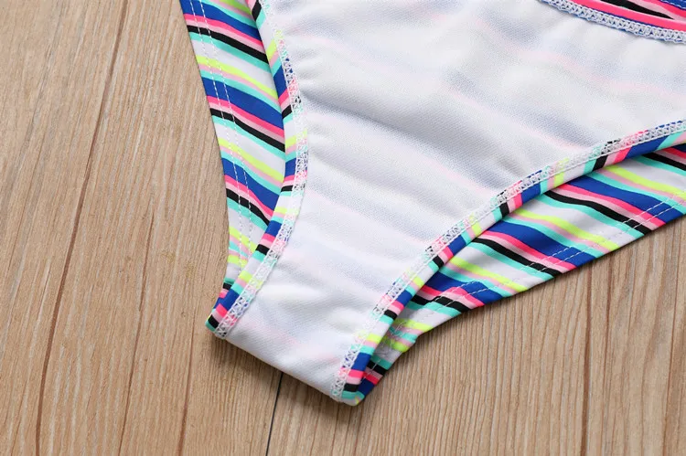 Детский купальник-бикини для девочек комплект плавания в полоску