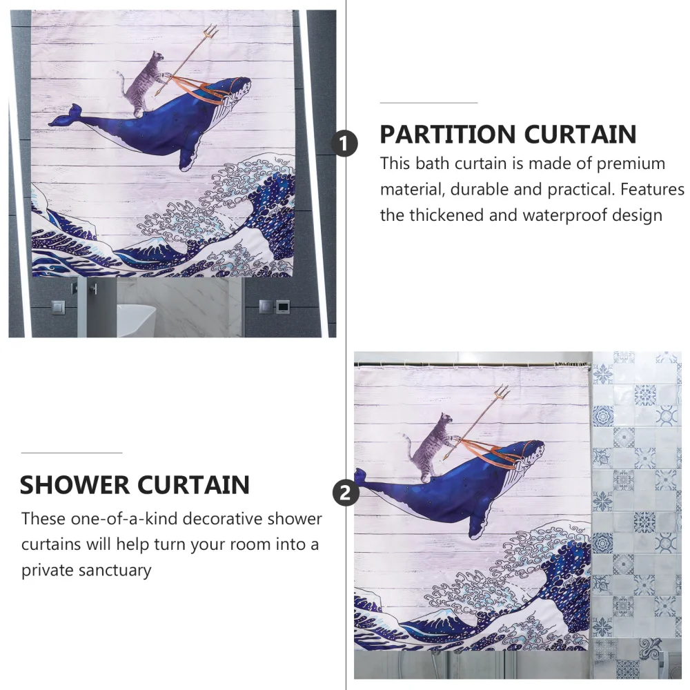 

1pc Shower Curtain Polyester Bath Drapery Bathroom Supply (Assorted Color)