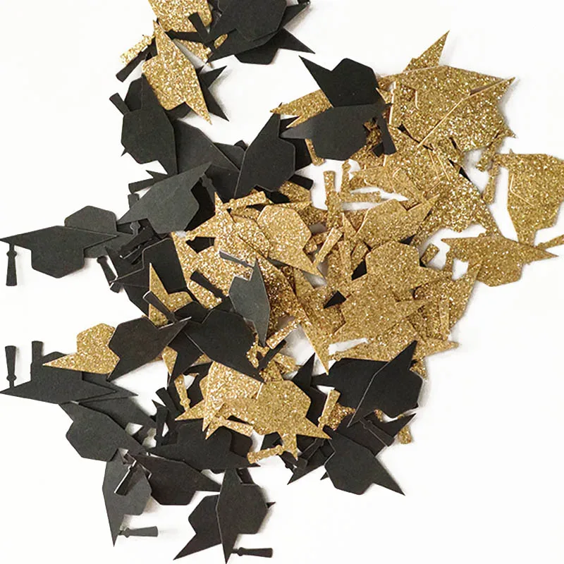 100 шт./упак. Золотая и черная шляпка круглая блестящая бумажная конфетти 3 см