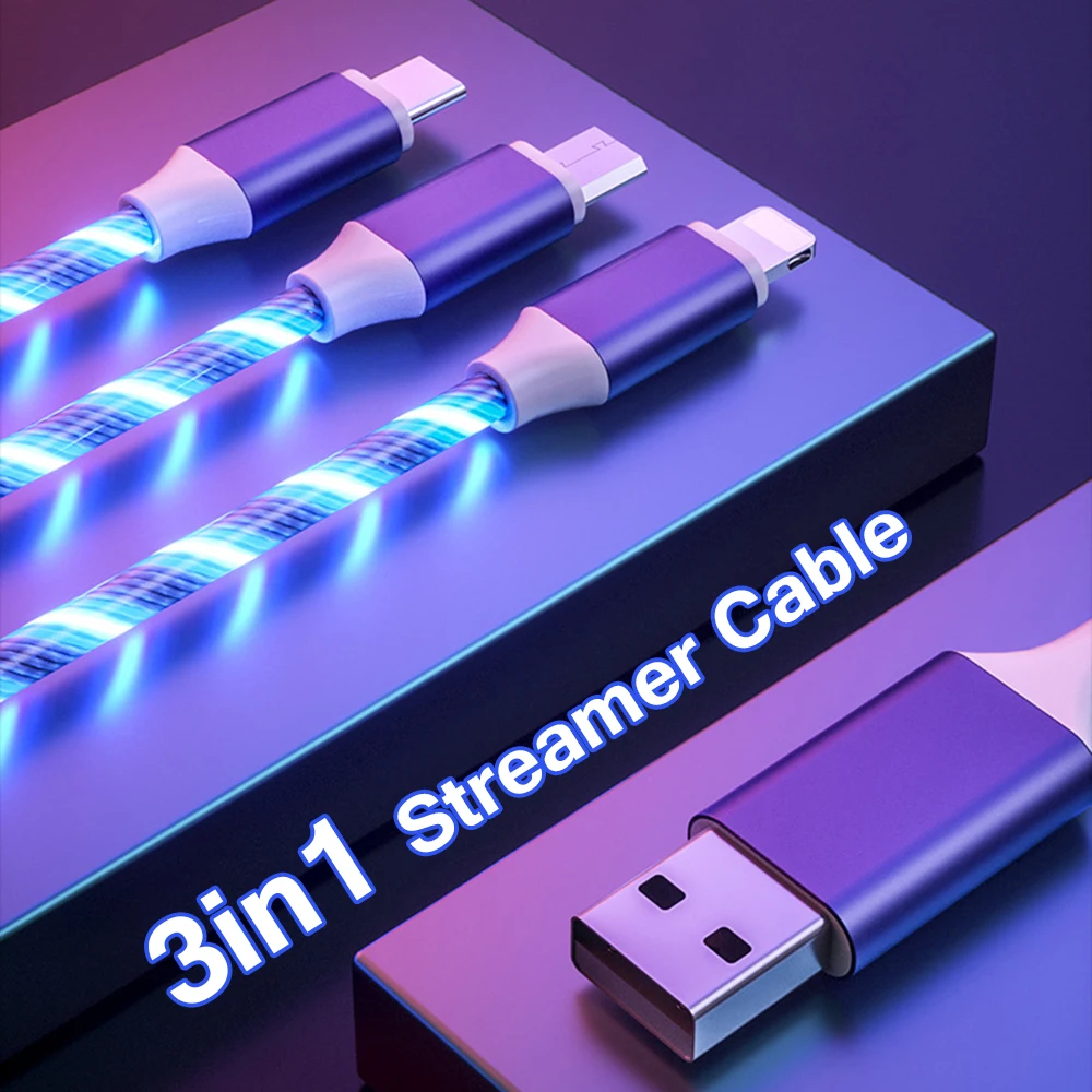 3in1 USB кабель для передачи данных iPhone XS X XR 8 7 6 потока Кабель с разъемом Micro Type C Samsung S9
