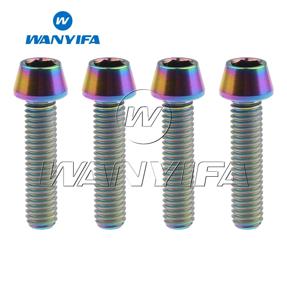 Taper Rainbow Титановый "Wanyifa" болты M6x25mm шестигранный винт для велосипеда ободного тормоза винт 4 шт - Цвет: Taper Rainbow